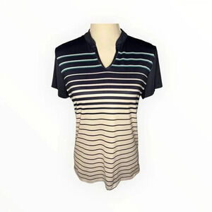 IZOD Women’s Small Blue &‎ White Striped Golf Polo Shirt